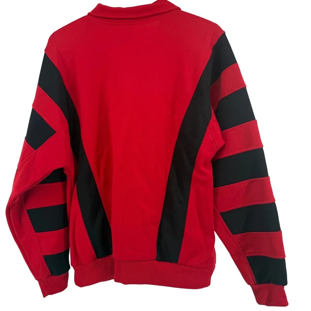 Vintage Adidas 90s Quarter Zip Track Jacket Red‎ Black Striped Mens Small